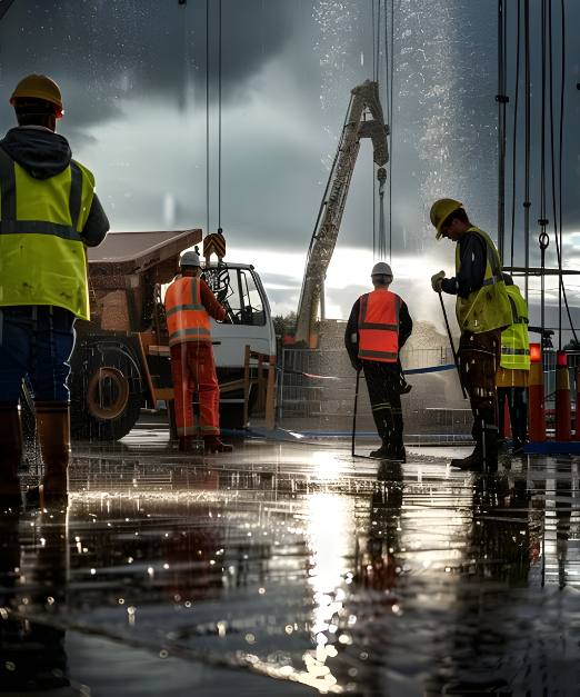 Forklift operator with yellow hard hat